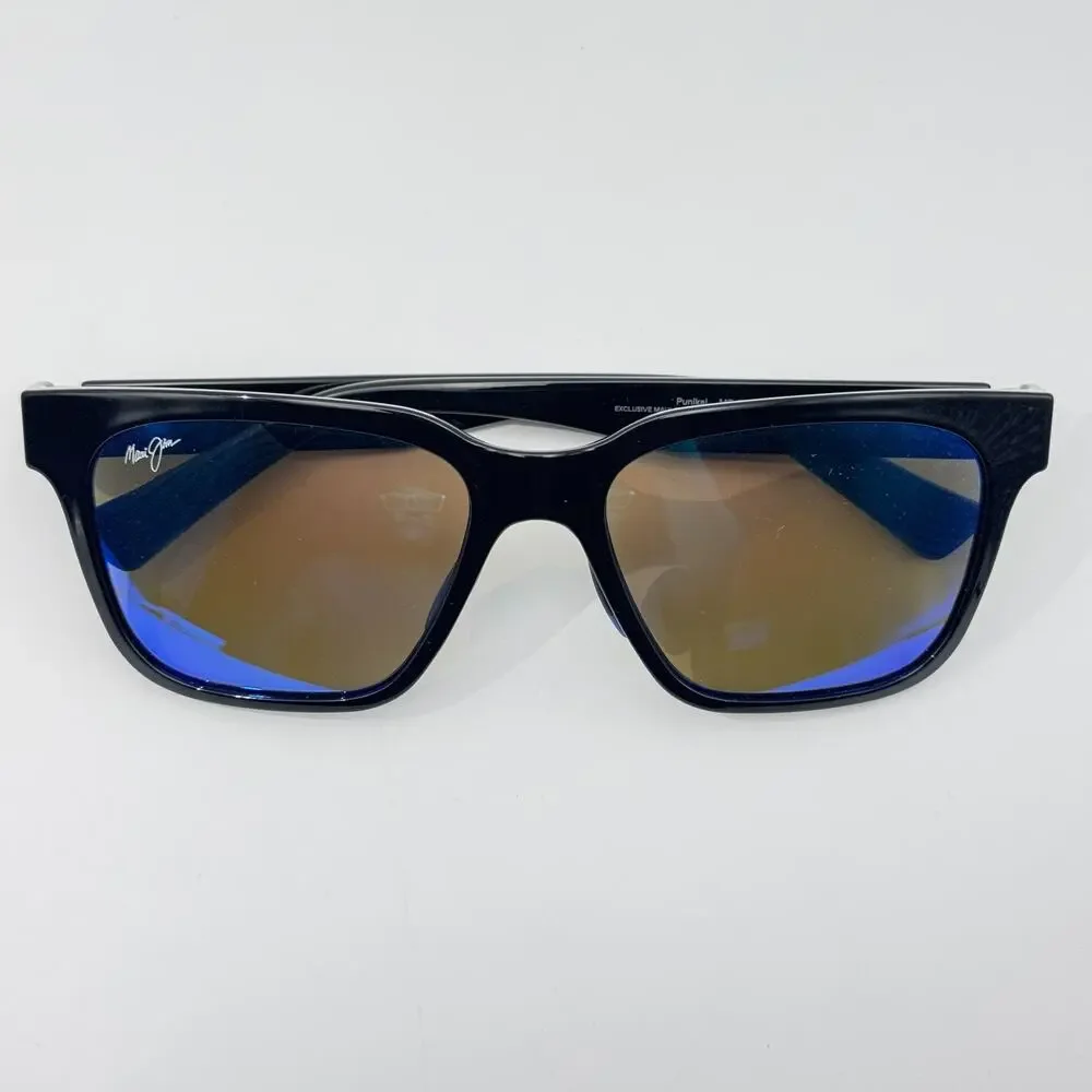 Maui Jim Sunglasses Punikai MP-BH MJ631-02 Black Square Blue Lens 56-17-140mm